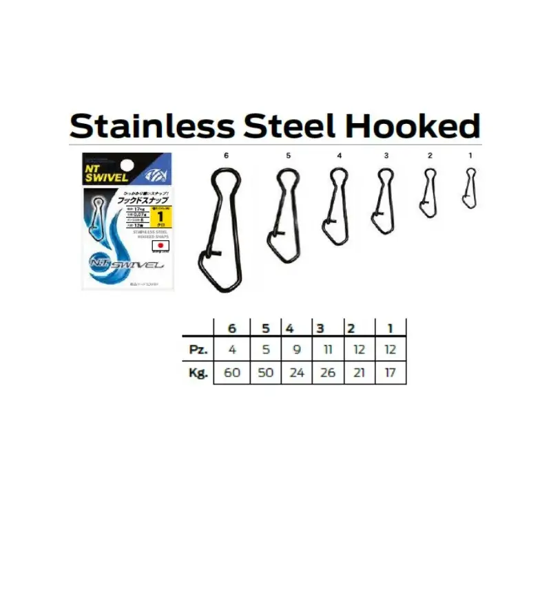 NT STAINLESS HOOKED SNAP 210 NT Swivel NT STAINLESS HOOKED SNAP 210 NT Swivel