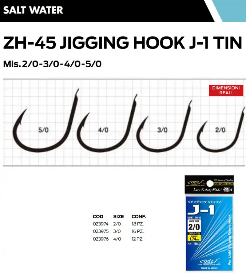 ODZ ZH-45 JIGGING HOOK J-1 TIN ODZ Game Fishhook ODZ ZH-45 JIGGING HOOK J-1 TIN ODZ Game Fishhook