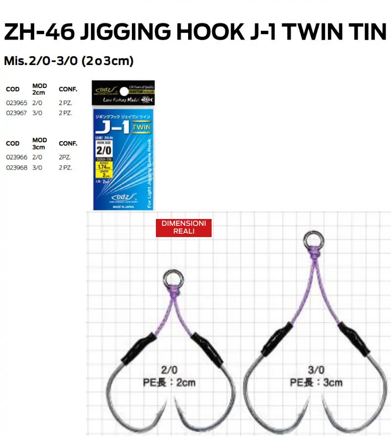 ODZ ZH-46 JIGGING HOOK J-1 TWIN TIN ODZ ZH-46 JIGGING HOOK J-1 TWIN TIN
