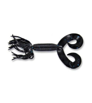 Yamamoto Double Tail Hula Grub - 2.5" / 021 - BLACK, LARGEBLUE FL