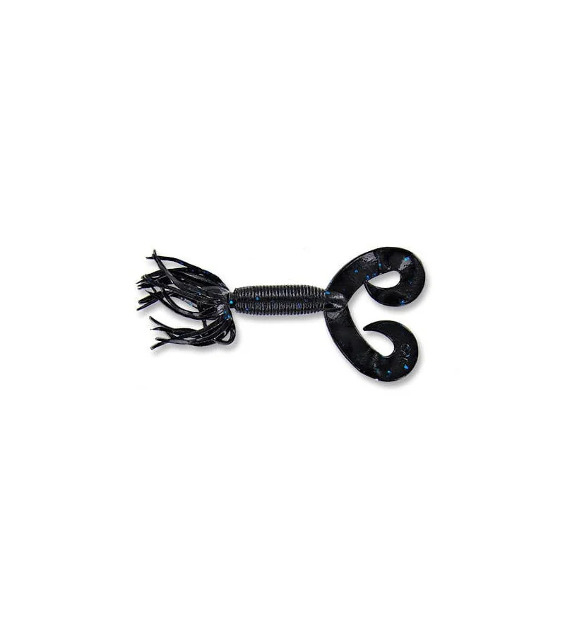 Yamamoto Double Tail Hula Grub - 2.5" / 021 - BLACK, LARGEBLUE FL